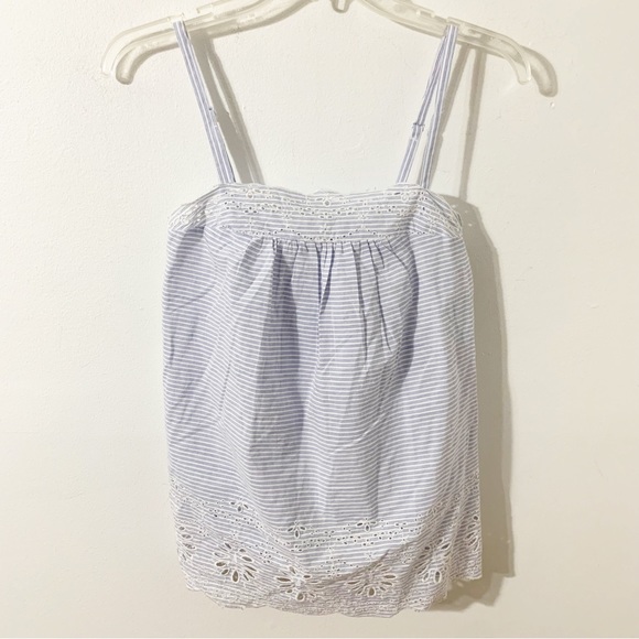 NWT Tabitha Webb Sleepwear Striped Cotton Camisole Eyelet Trims Hem/Neckline - Picture 1 of 12